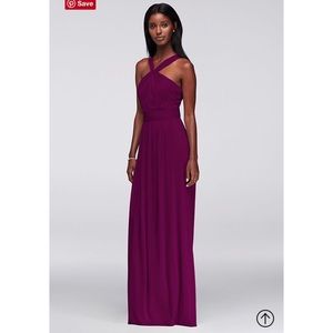 David’s Bridal Y-Neck Long Mesh Bridesmaid Dress